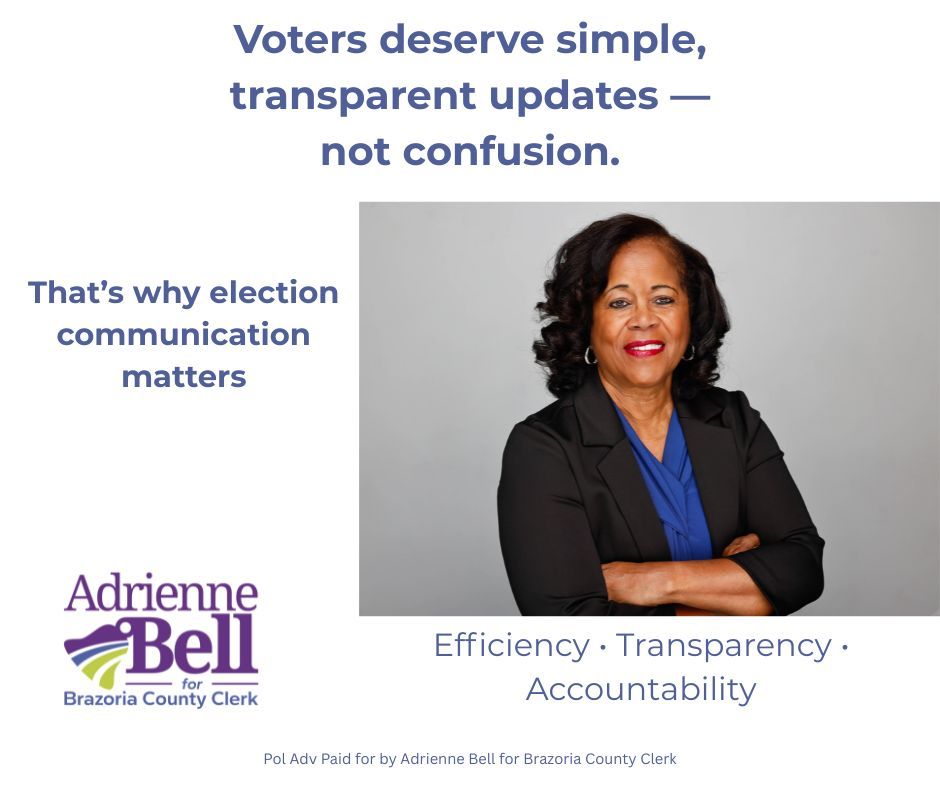 AdrBell's tweet photo. This momentum isn’t about a campaign. It’s about people being tired of confusion and delays. It shouldn’t be this hard, we hear that a lot. And they’re right. #BrazoriaCountyClerk https://t.co/5VPRfhwnBO