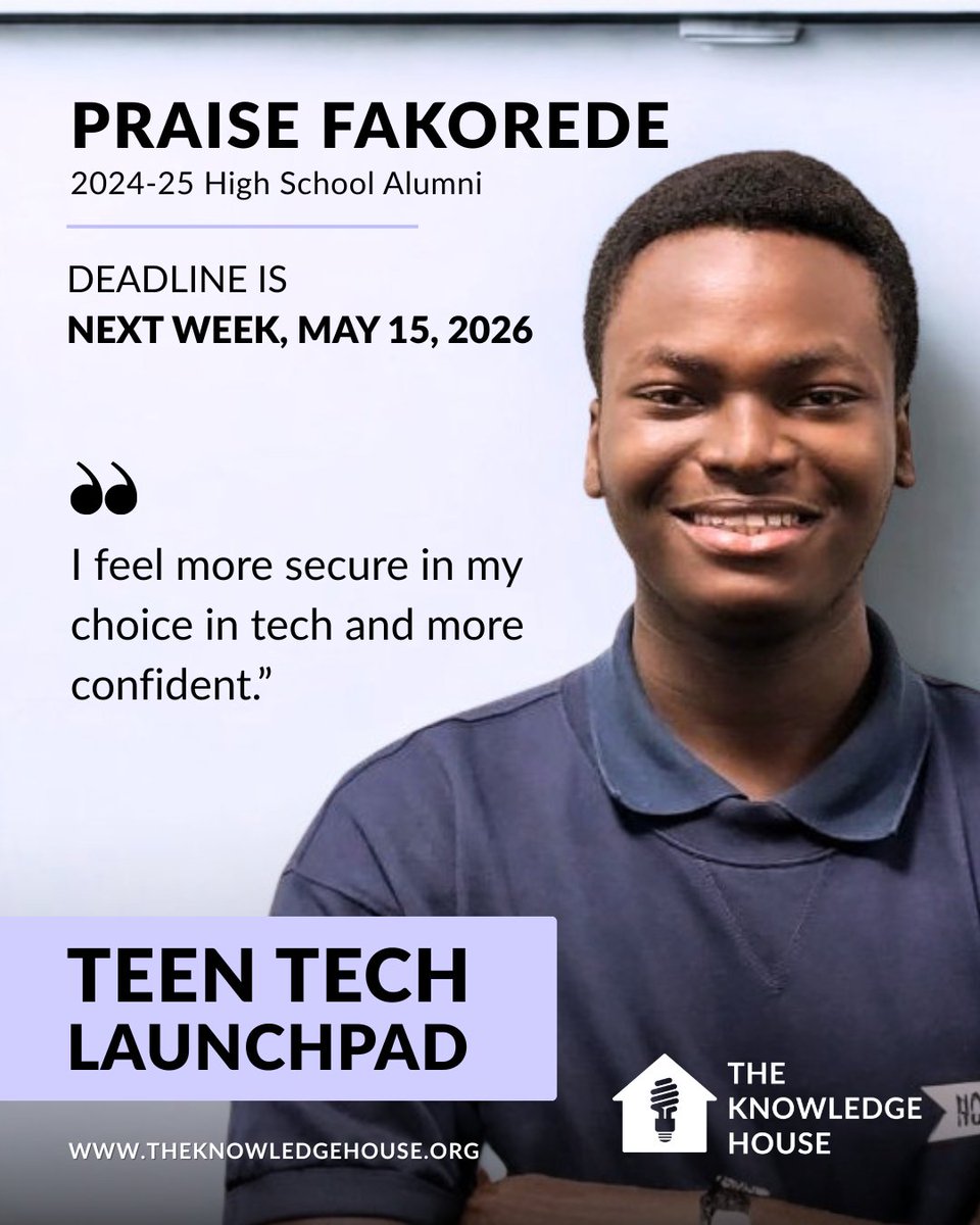 TheKnowledgeHou's tweet photo. Through Teen Tech Launchpad, students gain early exposure to technical skills while developing the confidence and direction needed to pursue pathways in tech.

Moments like presenting their work, building connections, and learning how to navigate challenges independently are what make these experiences impactful beyond the classroom.

🗓 Applications are open through May 15
🔗 https://t.co/uHaxRmAMqn

#WorkforceDevelopment #STEMEducation #TechEducation #FutureOfWork #HighschoolPrograms