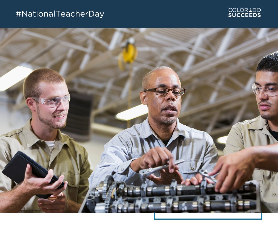 COSucceeds's tweet photo. Colorado is all in on career-connected learning, and behind every credential earned, every work-based learning hour logged, and every student who finds a real pathway is a teacher who made that possible. Happy #nationalteacherday to the educators doing this important work! https://t.co/co6Q9gk7U7