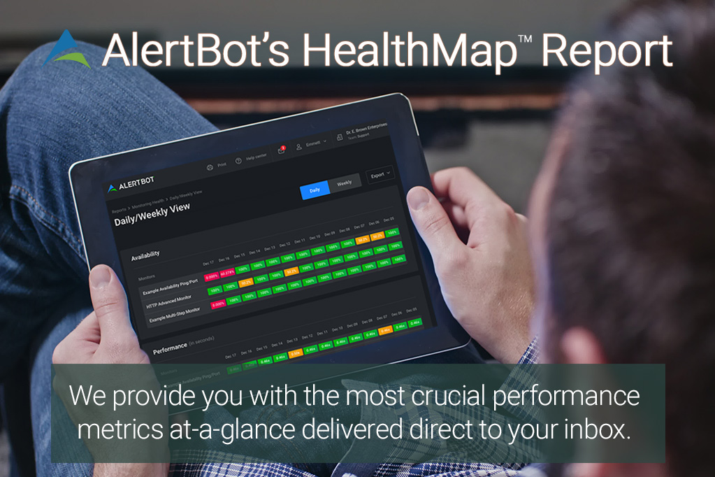 AlertBot's tweet photo. With AlertBot's HealthMap™ Report, We provide you with the most crucial performance metrics at-a-glance delivered direct to your inbox. 📫

Try it FREE today at https://t.co/YeZck9zRM9 👈 https://t.co/7KIXrOXHLO