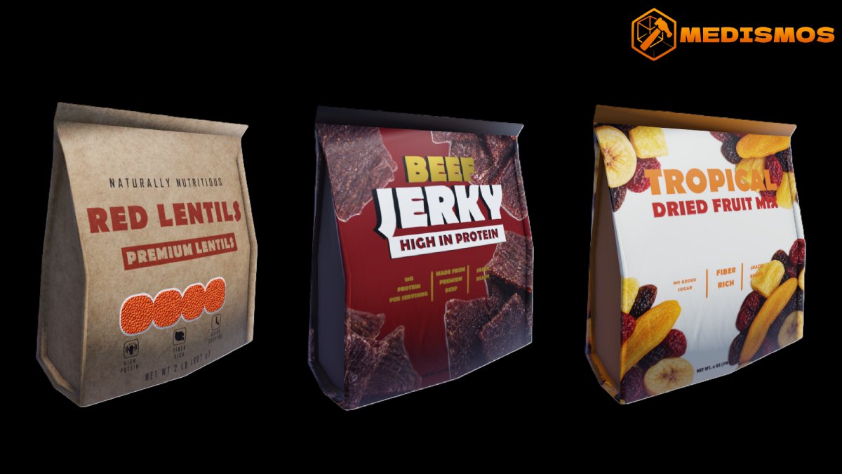 MedismosDev's tweet photo. Commission complete ✅

Roblox-ready grocery prop set: flour bag, oatmeal box, crackers, tea, almond drink, lentils, beef jerky, dried fruit pack and more.

Commissions open.
DM me on Discord: medismos

#Roblox #modeler #RobloxStudio #RobloxDev #GameArt #3DModeling #Props https://t.co/Lga0CzVIOa