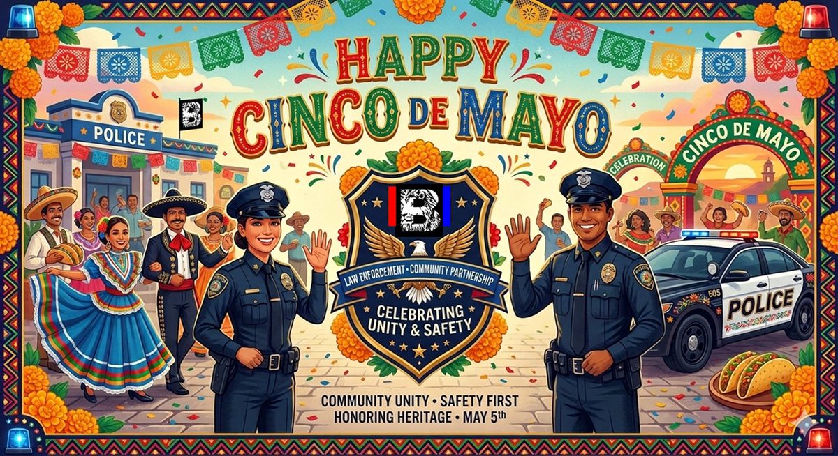 LVMPDBAC's tweet photo. Happy Cinco de Mayo from your Bolden Officers! 👮‍♂️🌮 Celebrate our vibrant culture with tacos or a fiesta!✨ Celebrate responsibly 🎉 Plan a sober driver, use rideshares, or stay put if drinking. 🍻🚗🚓🚨 ¡Feliz Cinco de Mayo!✨ 

#BoldenPride #BACFam #LVMPD #CincoDeMayo https://t.co/DMcerT8XkZ