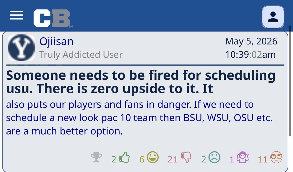 BoardGeniuses's tweet photo. Playing #UtahState puts #BYU fans and players in danger. #FireEverybody https://t.co/vK5iwOr5EU