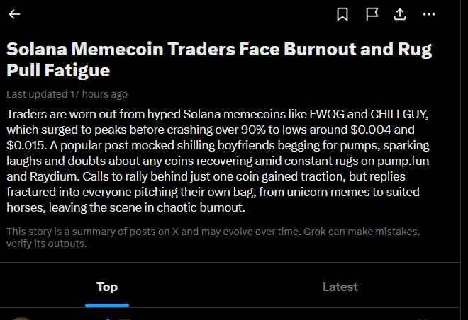 supertrader3408's tweet photo. THIS IS SO GOOD

A NEW ARTICLE IS GOING VIRAL MENTIONING HOW MEME TRADERS HAVE ENOUGH OF THIS MARKET

THEY ARE CALLING IT "RUG PULL FATIGUE"

https://t.co/BPyspWR4I3 https://t.co/kWpzOx3ezz