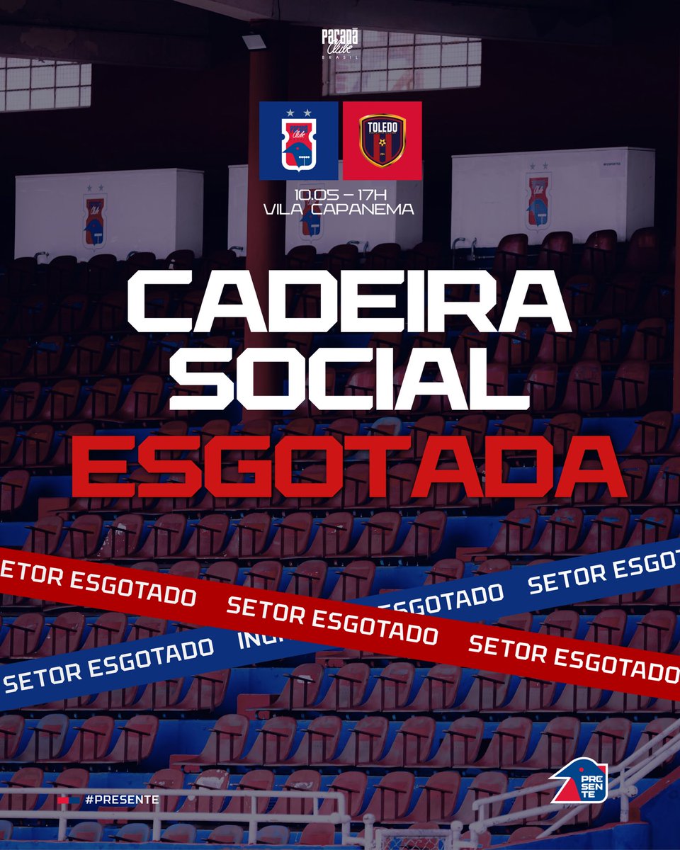 ParanaClube's tweet photo. CADEIRA SOCIAL ESGOTADA! 🏟️🔥

🎟️ E se liga na dica do ADM: restam poucos ingressos na Reta do Relógio. 

❤️💙 Corre garantir seu lugar pra não ficar de fora! Domingo é dia de Vila do Povo! 

📲 Ingressos à venda no site https://t.co/iAEW0TpUeq 

#PResente #TricolorDaVila https://t.co/2shPhbUTvx