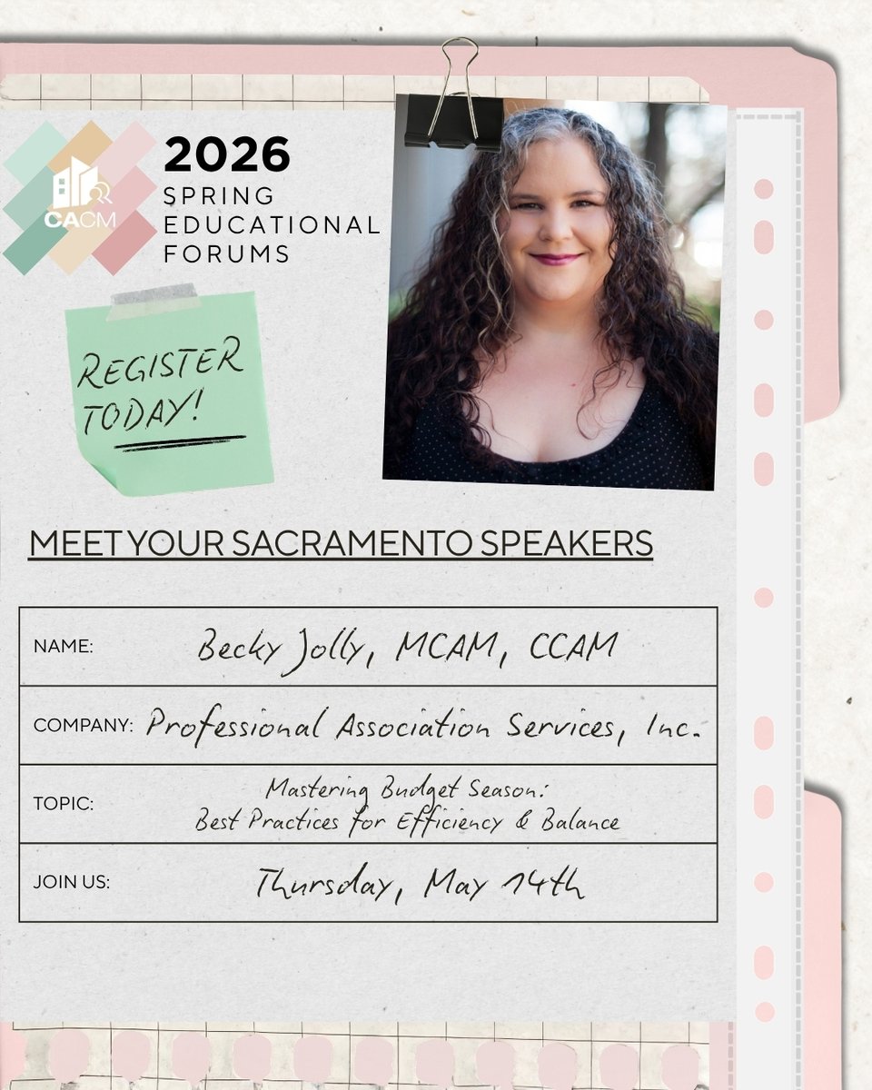 CACMchat's tweet photo. Join us at the Sacramento Educational Forum on Thursday, May 14th! 💡

Swipe to check out all the speaker info and get excited to jump into “Mastering Budget Season: Best Practices for Efficiency &amp; Balance”! 🎉

#linkinbio🔗
#CACM #SpringForums #CommunityManagers https://t.co/C2BAZLERZX