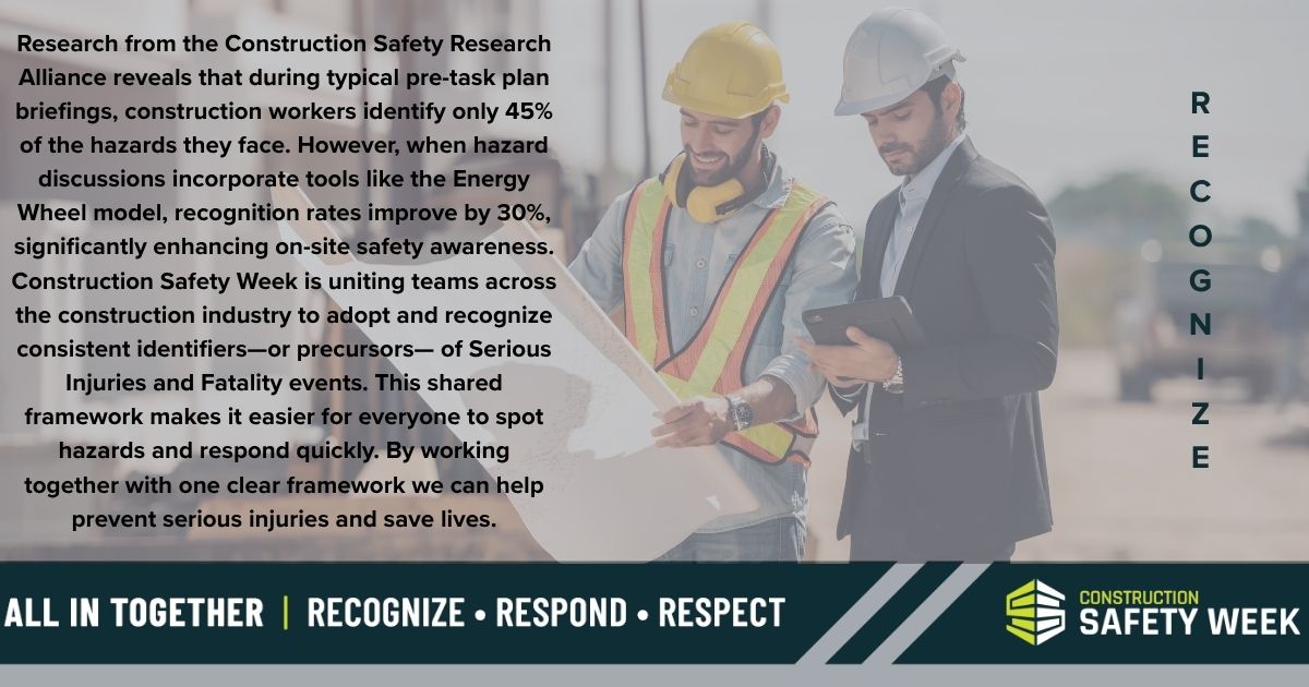 ABC_GMC's tweet photo. Recognize focuses on the identification and recognition of high energy, high hazards and STCKY – the stuff that can kill you and the importance of having a common framework for early identification of these high energy hazards. #ConstructionSafetyWeek #RecognizeRespondRespect https://t.co/SzJc7doPe2