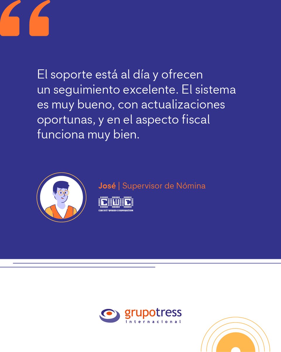 Gracias, José 🙌

Nuestro enfoque está en acompañar cada proceso con seguimiento cercano y soluciones que respondan en el día a día.

#ClientesGTI #Nómina #GrupoTressInternacional