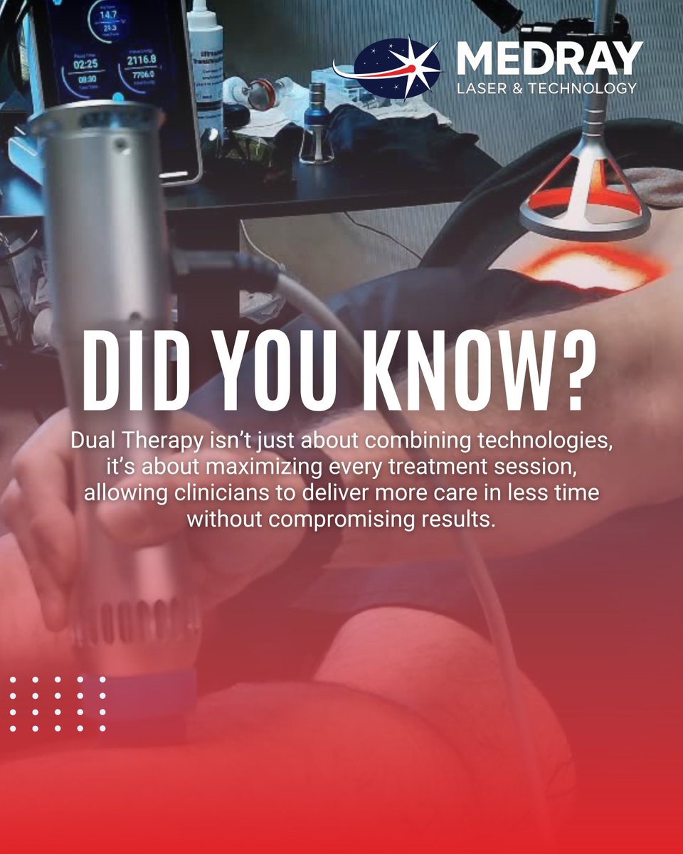 MedrayLaser's tweet photo. Most people hear “dual therapy” and think it just means using two technologies. But the real value shows up in how it changes the flow of a session.

Learn more here: https://t.co/7Ah6QU4qZa

#DualTherapy #ClinicEfficiency #PatientCare #LaserTherapy https://t.co/m8RIOYsBQj