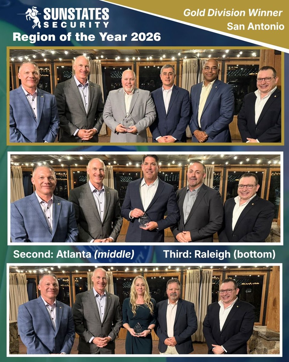 Sunstates's tweet photo. Our next award shoutout is for the Region of the Year. Regions are evaluated across six equally weighted pillars to ensure they are leading the Sunstates way. #Security #SecurityNews #SecurityTeam #SecurityCompany #SecurityServices #SanAntonio https://t.co/f8fRYoGfWS https://t.co/5o2cJBNZzx