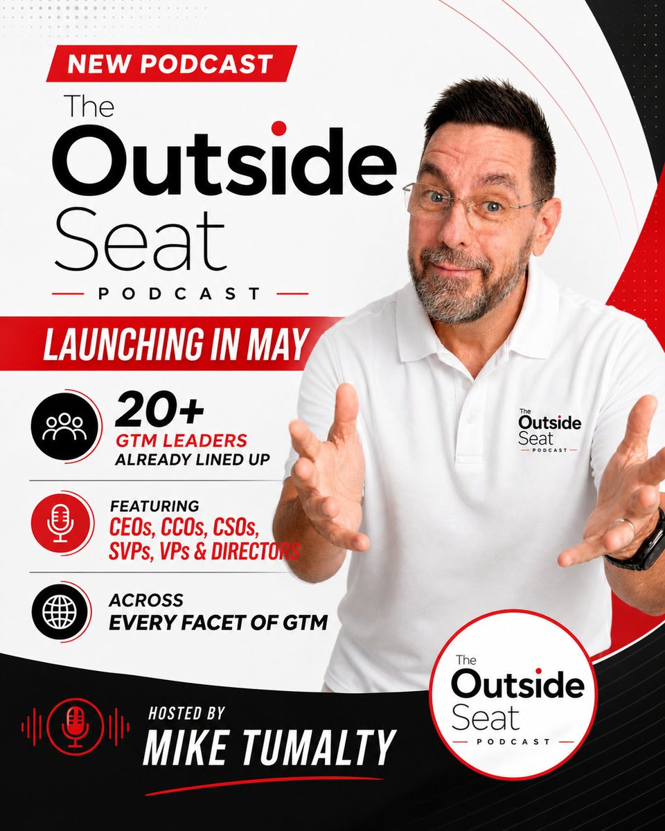 TheOutsideSeat's tweet image. New podcast, launching in May.

The Outside Seat. Unfiltered conversations with the people who run the commercial engine in B2B technology.

20+ guests lined up. CEOs, CCOs, CSOs, VPs and Directors across every facet of GTM.

Hosted by me. 

#Podcast #GTM @TheOutsideSeat