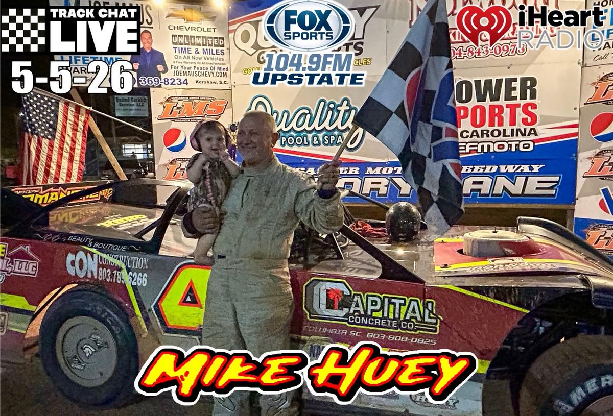 trackchatlive's tweet photo. We are back on the air tonight at 9pm. Tune your radio to 104.9 Fox Sports Upstate  or the iHeartRadio  app to hear race results from your favorite short tracks. Mike Huey will be on the show to discuss his latest win at Harris Speedway. https://t.co/UsWcg3zOx2