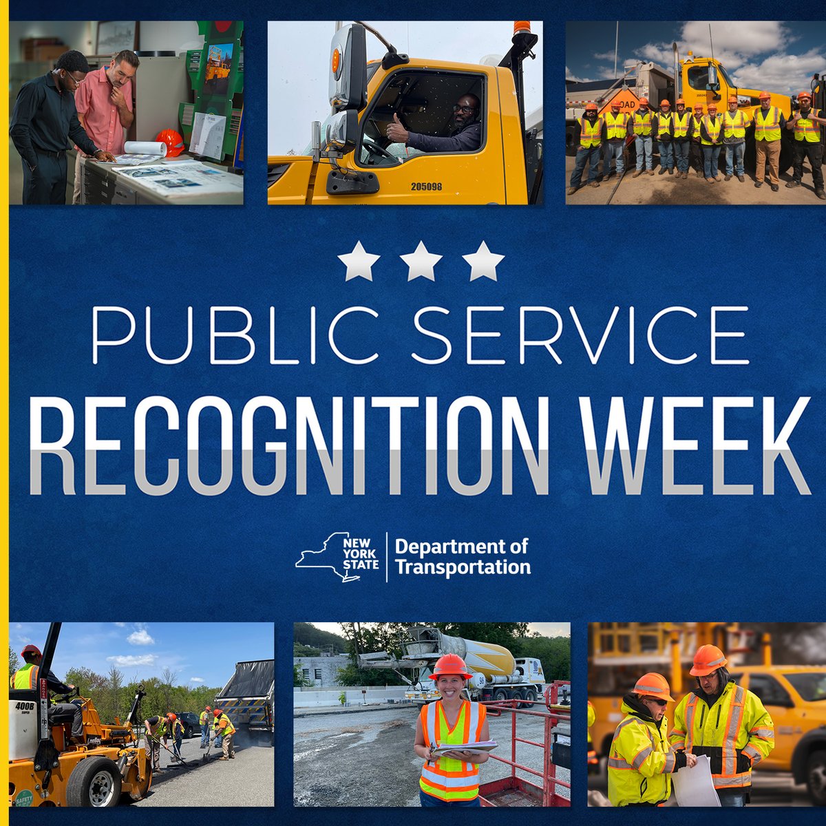 NYSDOT's tweet photo. It’s #PublicServiceWeek!
From crews in the field to the teams planning, designing, and supporting infrastructure, every NYSDOT role helps deliver for New Yorkers.
This week, we recognize your dedication and impact in keeping New York moving. https://t.co/owBDCRXsjI