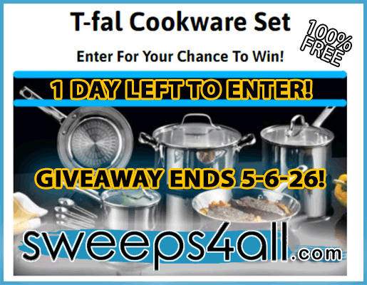 SweepsForAll's tweet photo. 🥳Happy #CincoDeMayo!🌮🎉
👩‍🍳Celebrate by entering to #win a T-fal Cookware set in 1 day!⌛

🎁Give Yourself the Gift of Free Entries Today:
https://t.co/Fu4tQN0Tqe https://t.co/qFp1f83GDv