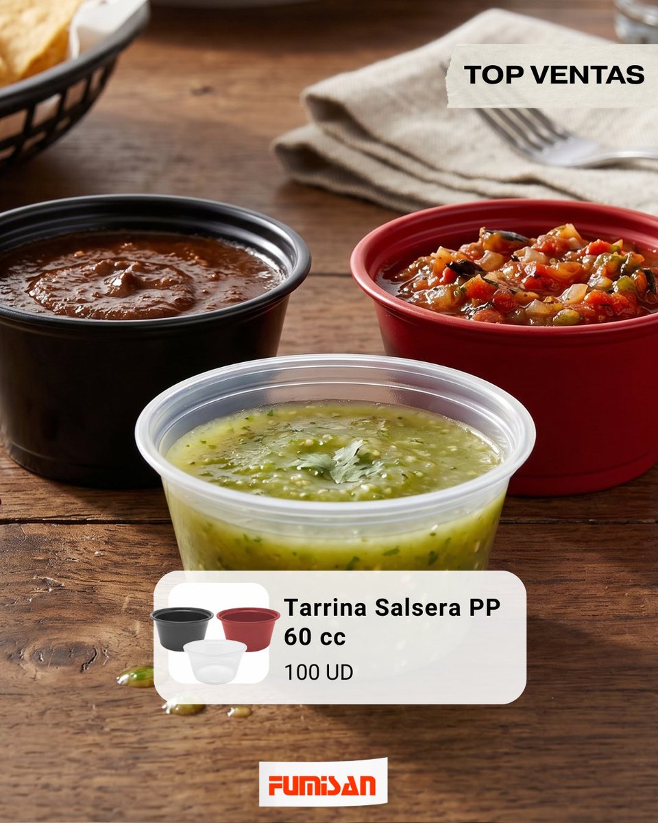 fumisansl's tweet image. Las tarrinas salseras de 60 cc son perfectas para servir cualquier tipo de salsa 😉

Prácticas, higiénicas y listas para el ritmo diario 😃: fumisan.es/tarrina-salser…

#fumisan #delivery #takeaway #comidaparallevar #restauración  #envases #salseras #salsas
