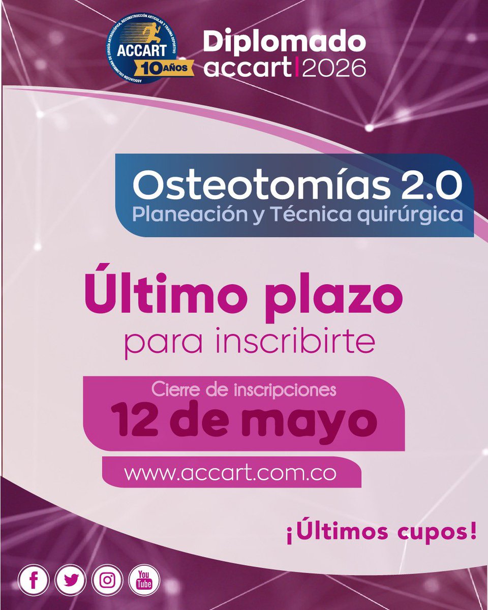 Accart_Col's tweet photo. 🔬 Llevar la teoría a la práctica lo cambia todo

Vive una experiencia única en el Cadaver Lab del Diplomado ACCART 2026, donde la técnica y el conocimiento se llevan al máximo nivel.

📅 Agosto 8
🚨 Cupos limitados

👉 Inscríbete en https://t.co/KmbvG6A65n https://t.co/BcypHPJj8w