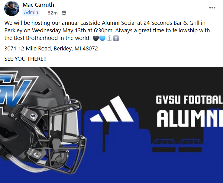 GVSU FOOTBALL ALUMNI tweet media
