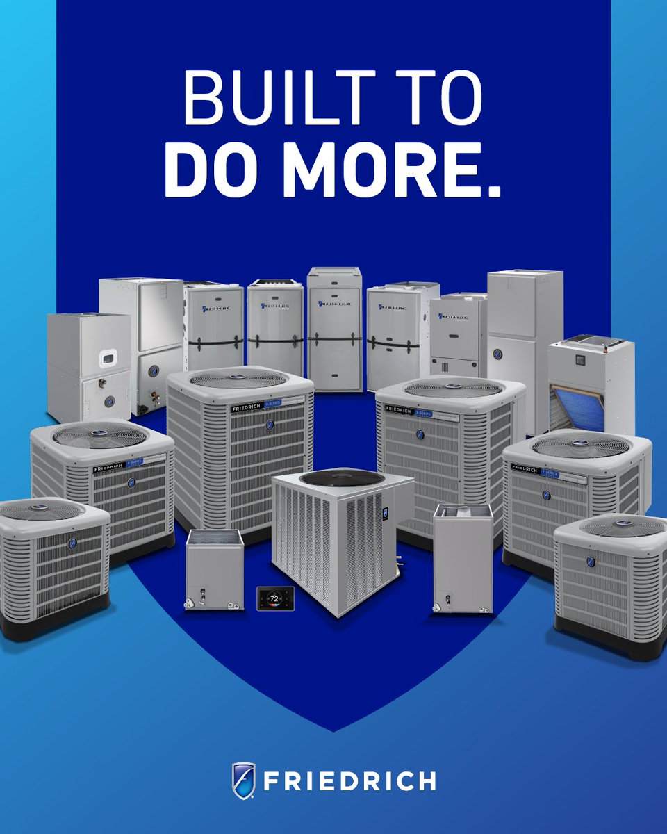 Friedrich_AC's tweet photo. Comfort that goes further. Friedrich® residential heating and cooling equipment is designed to adapt to the way people live and work, bringing peak performance to spaces of all sizes while helping reduce overall energy use.

Discover the full lineup at https://t.co/EfO9nq2GUv. https://t.co/USvFm2p58J