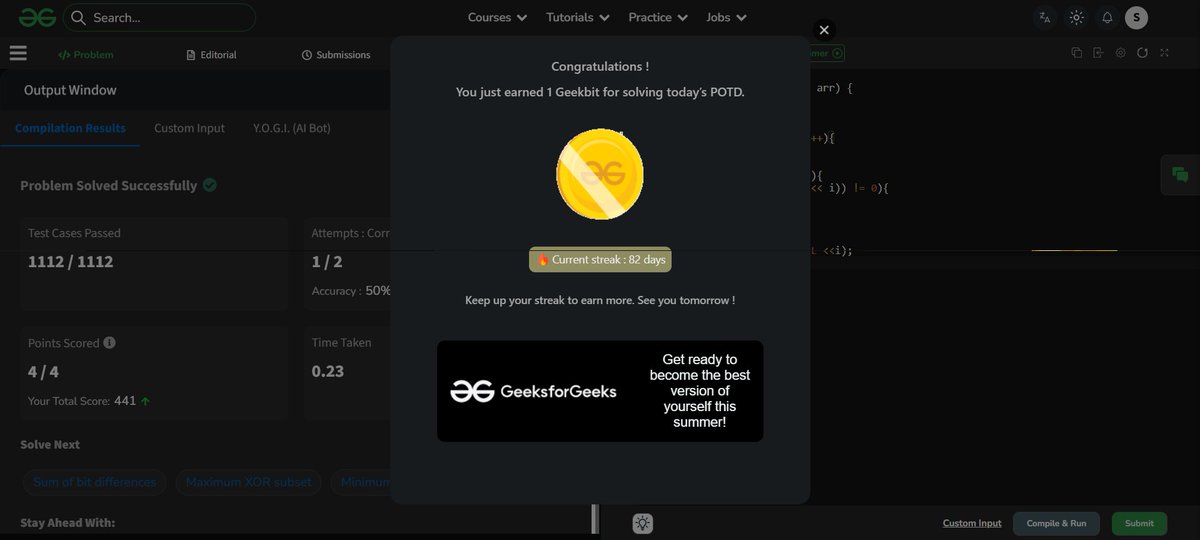 Siddhesh_2110's tweet image. Day 153 🚀

✅ LC POTD
✅ GFG POTD
✅ CF 1 Problem

Greedy + Sorting

CF Insight (Puzzles):
Sort array → check minimum window of size n for smallest difference

#Day153 #DSA #Consistency
