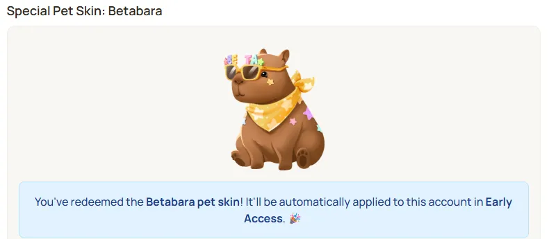 VelvettBYT's tweet photo. If you've been playing the #Loftia beta test and finished all the quests, don't forget to get the cute Betabara pet skin, you need to claim that at https://t.co/Aidmks9I4w in your account so it carries over to early access
#LoftiaPartner #LoftiaBeta https://t.co/axIqJXFzNf