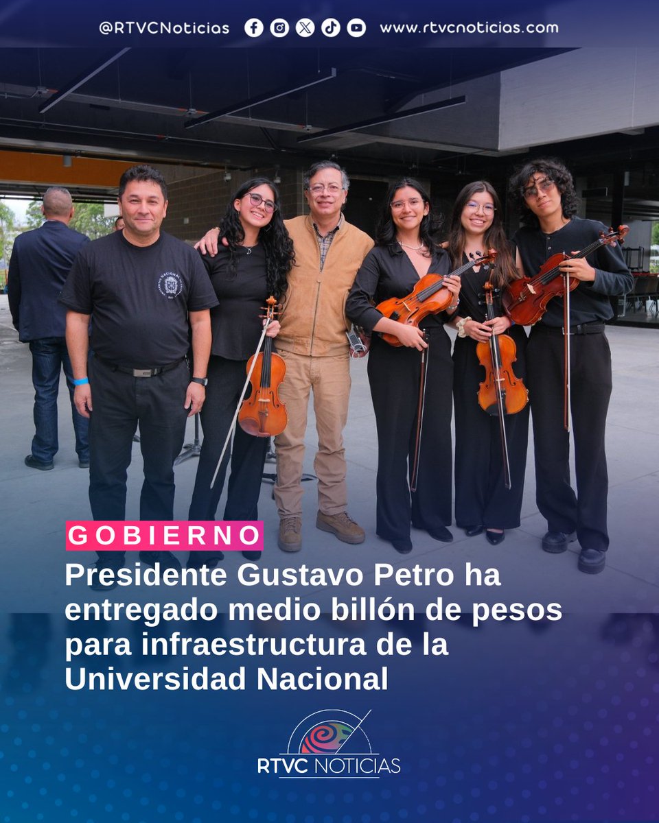 RTVCnoticias's tweet image. 🇨🇴#Gobierno | DURANTE SU GOBIERNO, EL PRESIDENTE @petrogustavo HA ENTREGADO MEDIO BILLÓN DE PESOS PARA INFRAESTRUCTURA A LA UNIVERSIDAD NACIONAL. 

🗣️“A la UNAL (@UNALOficial) hemos entregado medio billón de pesos, sin contar la gratuidad” mencionó el mandatario durante la