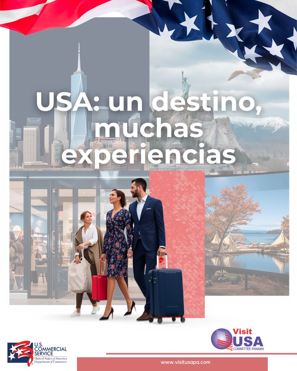 visitusapa's tweet photo. Estados Unidos ofrece experiencias para cada tipo de viajero: ciudades icónicas, parques naturales, compras, entretenimiento, cultura y planes familiares.

#VisitUSAPanama #ViajaUSA #USAConConfianza https://t.co/9TzeehRyGK