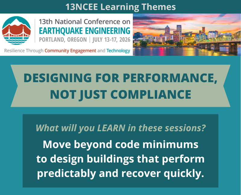 EERI_tweets's tweet photo. 13NCEE is coming up! Look at one of our learning themes: Designing for Performance, Not Just Compliance. Check out what you'll learn from these featured sessions!
https://t.co/ePGnMTybql
#13NCEE #EERI #EngineeringConference https://t.co/6uCBjl32jh