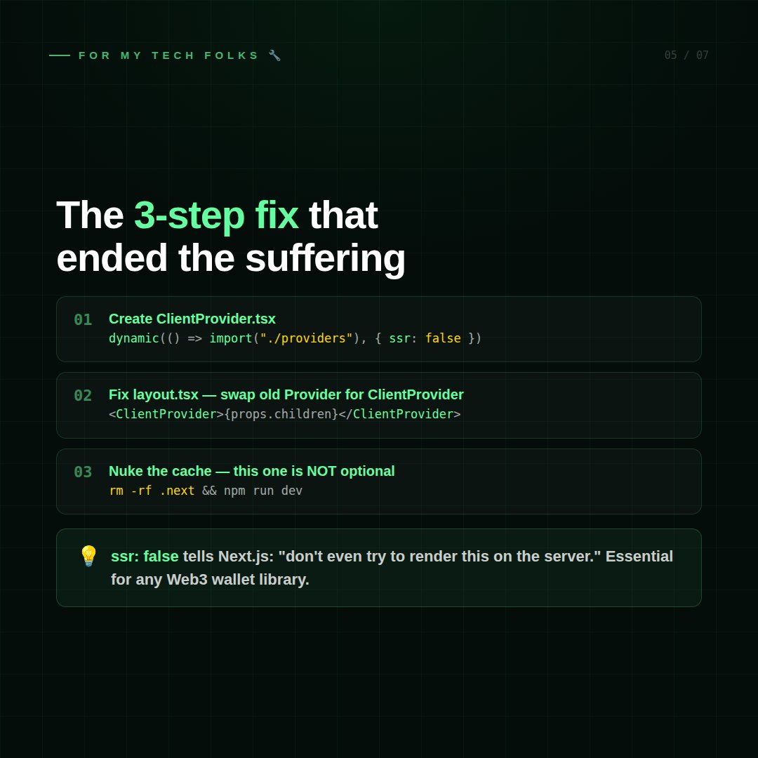 TobyTech6's tweet photo. Today's Progress:

Wrote zero code today. Spent the whole day on ONE bug.

#Web3 #BuildInPublic #Debugging #NextJS #LearningInPublic @CyfrinUpdraft https://t.co/ySThY7KzKf
