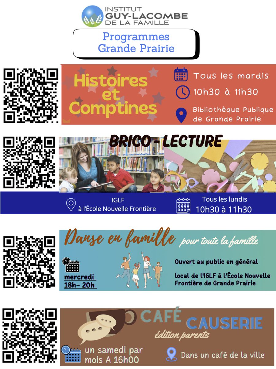 rsaAlberta's tweet image. Consultez la programmation de l'Institut Guy-Lacombe de la famille à Grande Prairie.

#enfants #parents #jeunes #grandeprairie #frab #francophonie #activites @i_glf