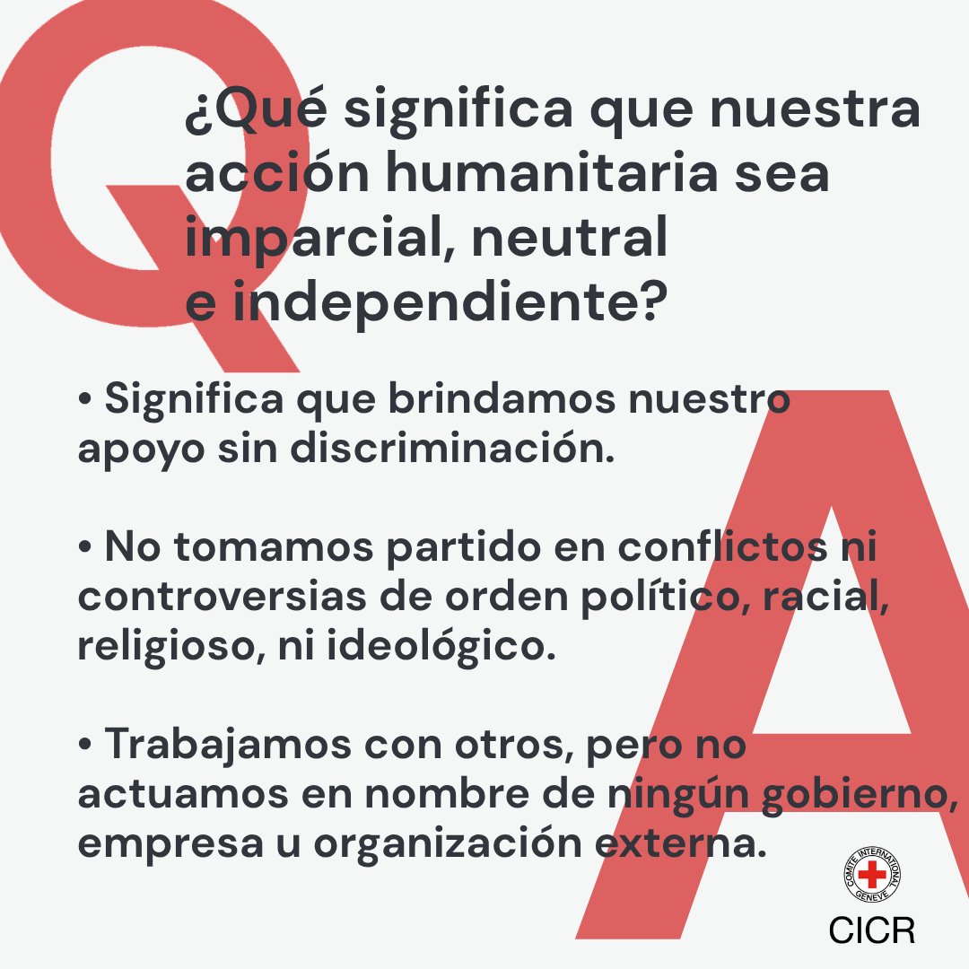 CICR_es's tweet photo. La neutralidad es una herramienta decisiva que nos permite llegar donde más se necesita, incluso en algunos de los entornos más peligrosos y complejos del mundo.

Somos una organización neutral e imparcial. Actuamos, no tomamos partido. https://t.co/l9pB4DEG5u