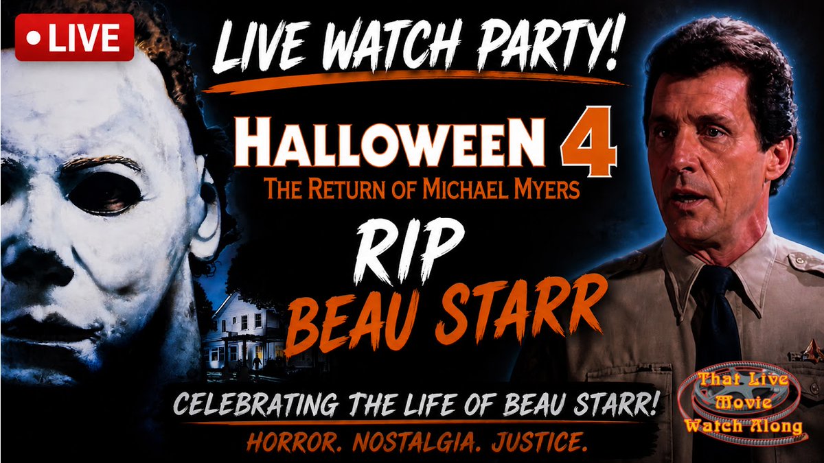 TheHalloweenCP's tweet photo. Join us live tonight at 8pm EST for a special watch party of Halloween 4: The Return of Michael Myers to celebrate the life of the late Beau Starr! https://t.co/58RGXuDDSn #halloween #michaelmyers #horrormovies #beaustarr #danielleharris #donaldpleasence https://t.co/LH3T0teBnE