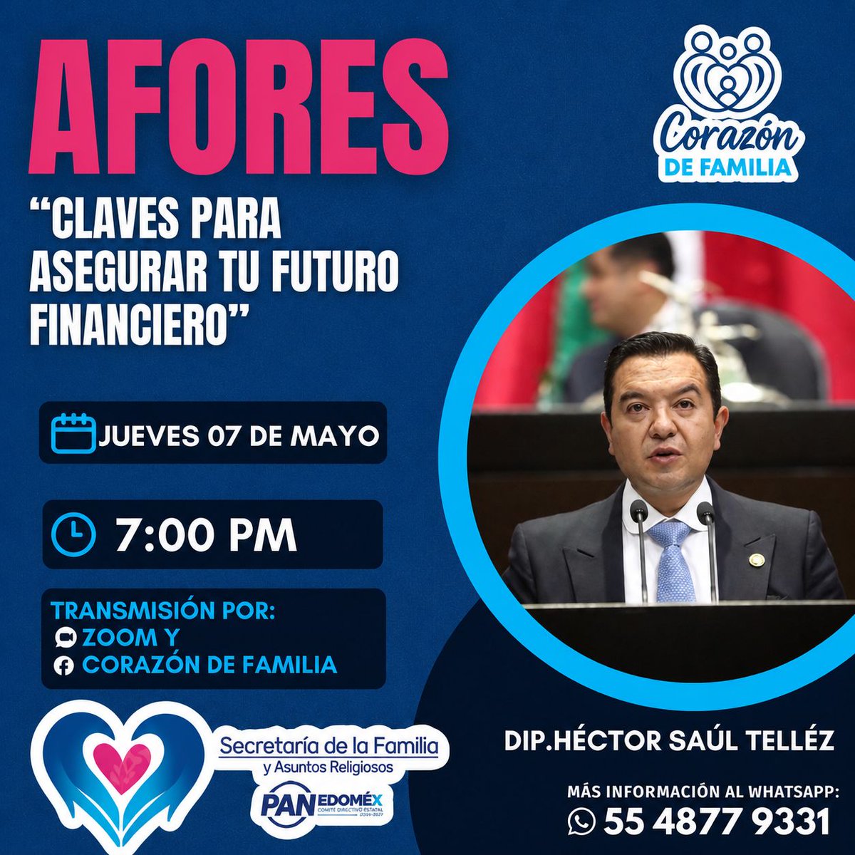 pan_edomex's tweet photo. Tu futuro también se construye hoy.
Participa en la charla “AFORES, claves para asegurar tu futuro financiero” y conoce cómo proteger tu ahorro para el retiro.

📅 Jueves 7 de mayo
🕖 7:00 PM
☎️Registro: 55 48 77 93 31

Conéctate por Zoom o Facebook en Corazón de Familia. https://t.co/J7cyf0xQhe