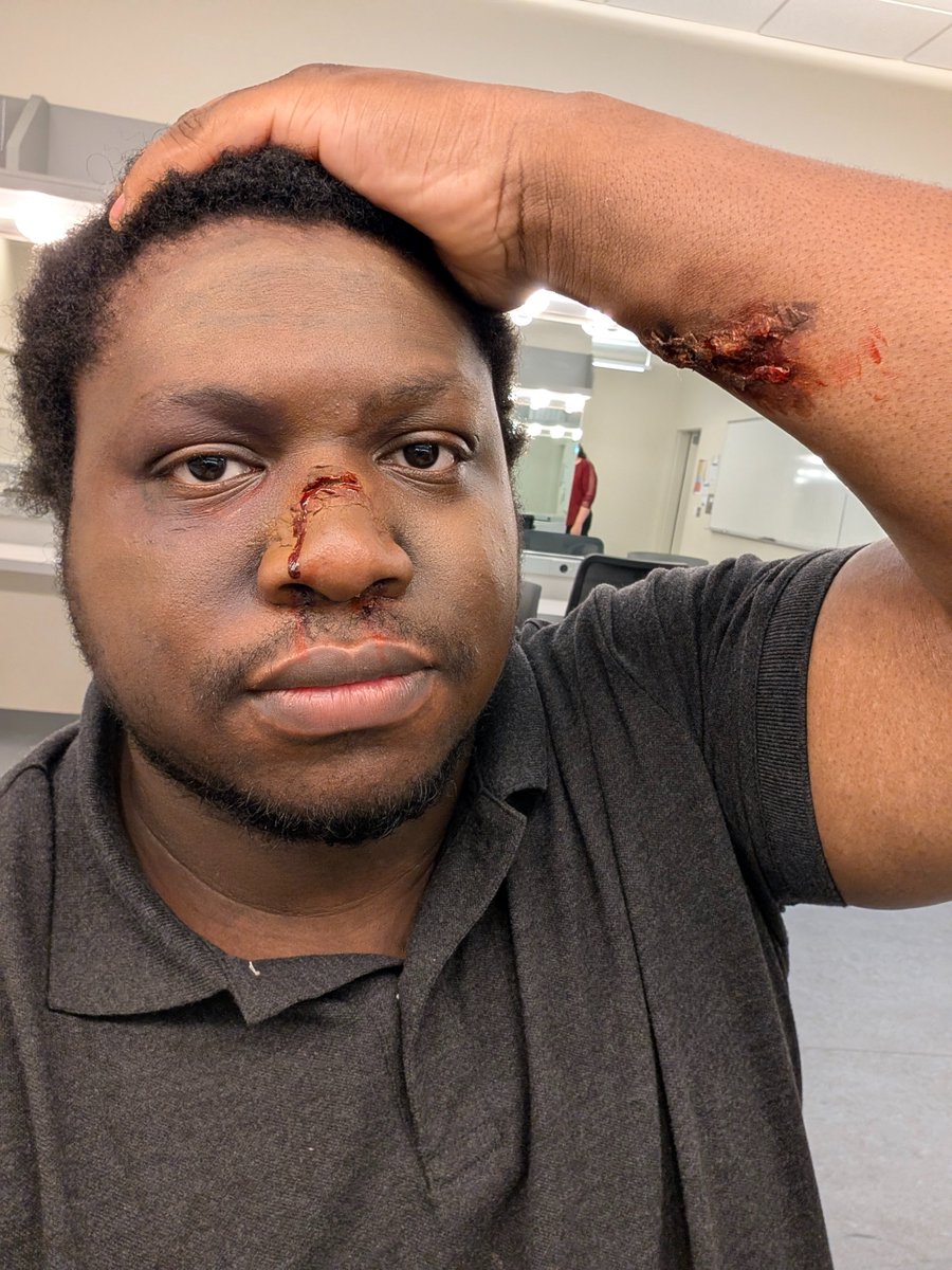 Makeup final for school

I failed so my professor beat the shit outta me