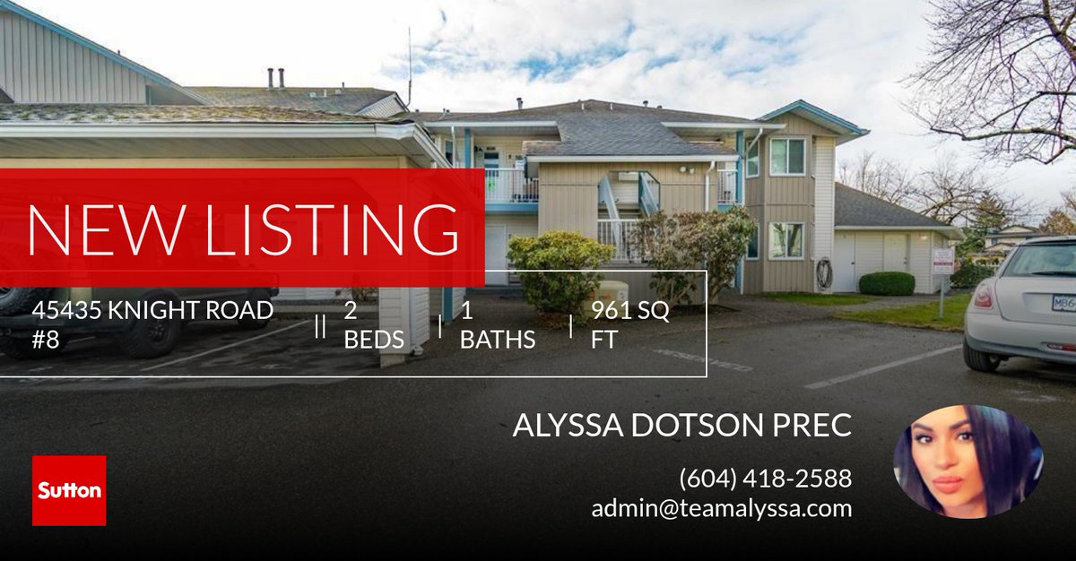 teamalyssa3's tweet photo. 📍 New Listing 📍 Take a look at this fantastic new property that just hit the market located at 45435 Knight Road #8 in Chilliwack. Reach out here or at (604) 418-2588 for more information

Alyssa Dotson Personal Real Estate Corpo... https://t.co/dKzbRIajnK https://t.co/4AlKPZyhM2