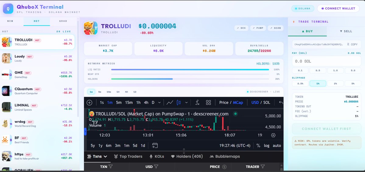 qhuboxecosystem's tweet image. QhuboX Terminal #trading #dex #web3