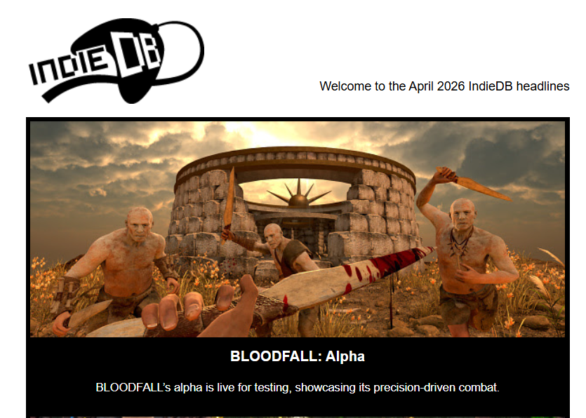 HyperMadGames's tweet photo. I'm honored to say that BLOODFALL holds the #1 spot on @IndieDB 's curated "Indie Insight" Newsletter, April edition. Thank you!
2,200+ players have already requested access to the Steam Playtest. ⚡
Request Access on Steam (Link in bio) ⚔️
#IndieDev #PCGaming #CombatSim https://t.co/2MbwUZABaj