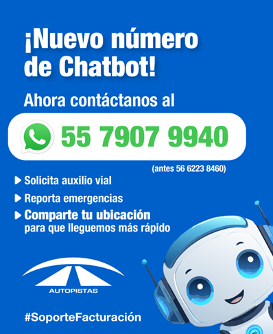 MazatlanCuliac1's tweet image. ¡Nuestro Chatbot se actualiza! 📲
Ahora está en 55 7907 9940 (antes 56 6223 8460).
Solicita auxilio vial y comparte tu ubicación para que lleguemos más rápido. 🚗💨
#TuCaminoIDEAL #A¡uxilioVial #SoporteFacturación.