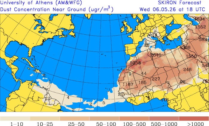 RudyMeteo's tweet photo. 1ère onde tropicale proche des Antilles, peu active (air sec + poussière saharienne).

➡️ Brume de sable dès demain/jeudi
➡️ Concentrations faibles à modérées
⚠️ Air stable = particules près du sol le matin → vigilance pour personnes sensibles. https://t.co/DVRiM5ty10