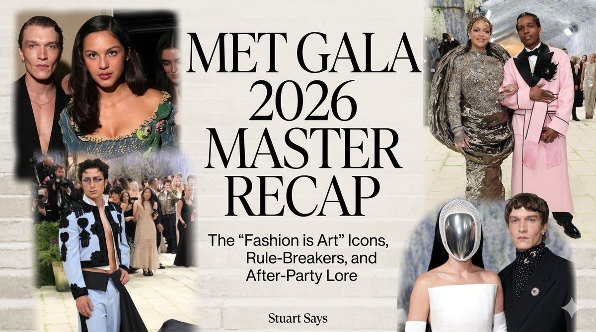 stuartbrazell's tweet photo. Met Gala 2026 Master Recap: The "Fashion is Art" Icons, Rule-Breakers, and After-Party Lore https://t.co/E3IXJFkNBE #metgala https://t.co/0gYHjEjjjX