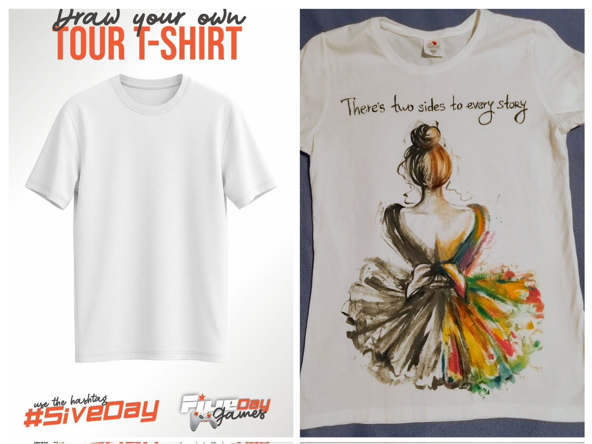 LMShutova's tweet photo. @5iveday @itsfiveofficial I guess it's not the conventional Five shirt. I asked a local shirt painter to reproduce what I had in mind and we used one of her designs as a base. It's more about the music than the band, and I can wear it at the office as well as at concerts. 
#5iveDay https://t.co/NEJMHQBIUH