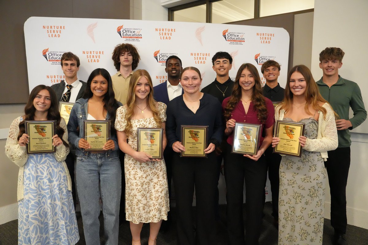 MercedUHSD's tweet photo. The Central California Conference hosted the Scholar Athlete Breakfast this morning in Merced. One female and one male athlete from each school was honored and presented a scholarship for their excellence in athletics and academics. 
#highschoolsports #mercedcountysports https://t.co/ilX5Nf2osa