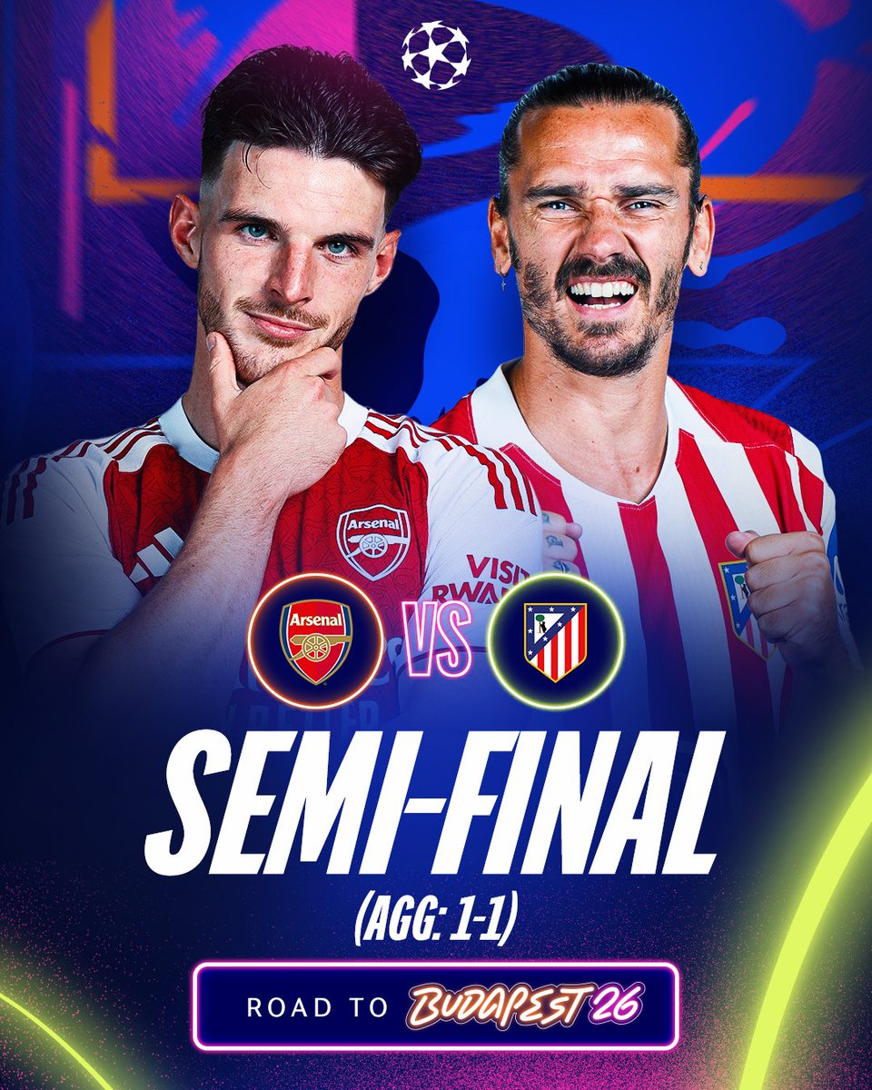 ChilomoniFC's tweet photo. Who wins tonight's #UCL semi-final?

#Retweet for Arsenal  🔴⚪️
#Like for Atletico ⚪️🔴

#Arsenal #AtleticoMadrid #ChampionsLeague #Gyokeres #Griezmann #Eze #Saka #Alvarez https://t.co/okKA2uIOnK