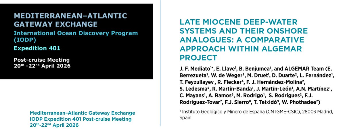 BerrezuetaEdgar's tweet photo. @IGME1849 at IODP (Granada)!
🗣️ Poster communication
Late Miocene Deep-Water Systems and Their Onshore Analogues: A Comparative Approach within the @ALGEMARproject 
📝 Comparing deep-water systems and their onshore analogues
@CSIC #Stratigraphy #Sedimentology https://t.co/US5lBatZR0