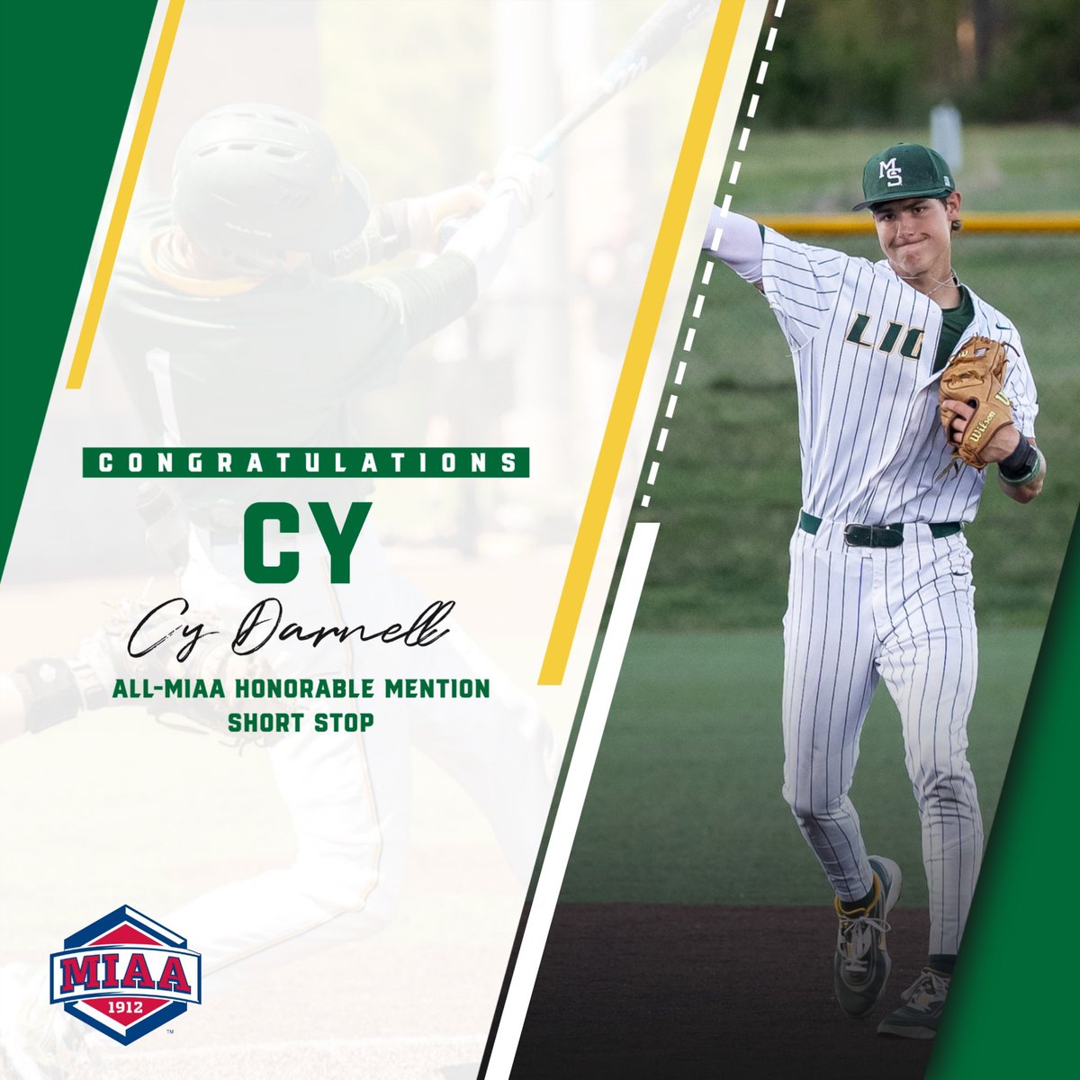 MSSUBaseball's tweet photo. All-MIAA recognition. 🦁

Congratulations to Cy Darnell on earning All-MIAA Honorable Mention honors at short stop!! https://t.co/OypiP0wklL