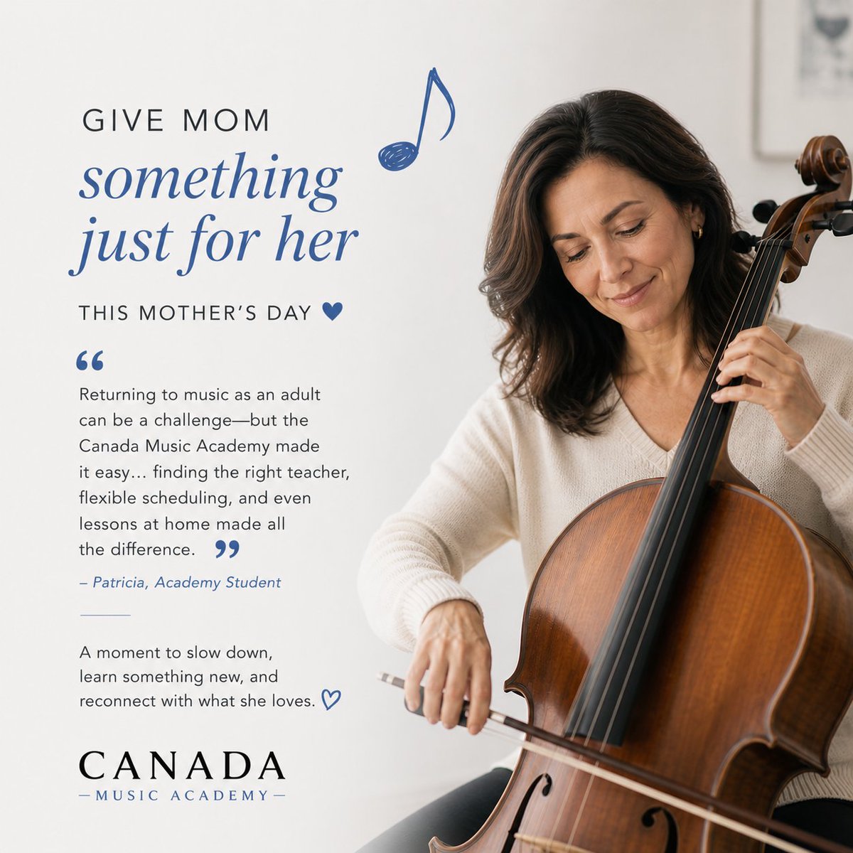 MyMusicAcademy's tweet photo. 🎁 Gift certificates for music lessons available this Mother's Day for all the motherly figure's in your life: https://t.co/Rh3ece3Pwe

#mothersday #musiclessonsformom #musicschoolcanada #musiclessonscanada https://t.co/8PX1AoNILu