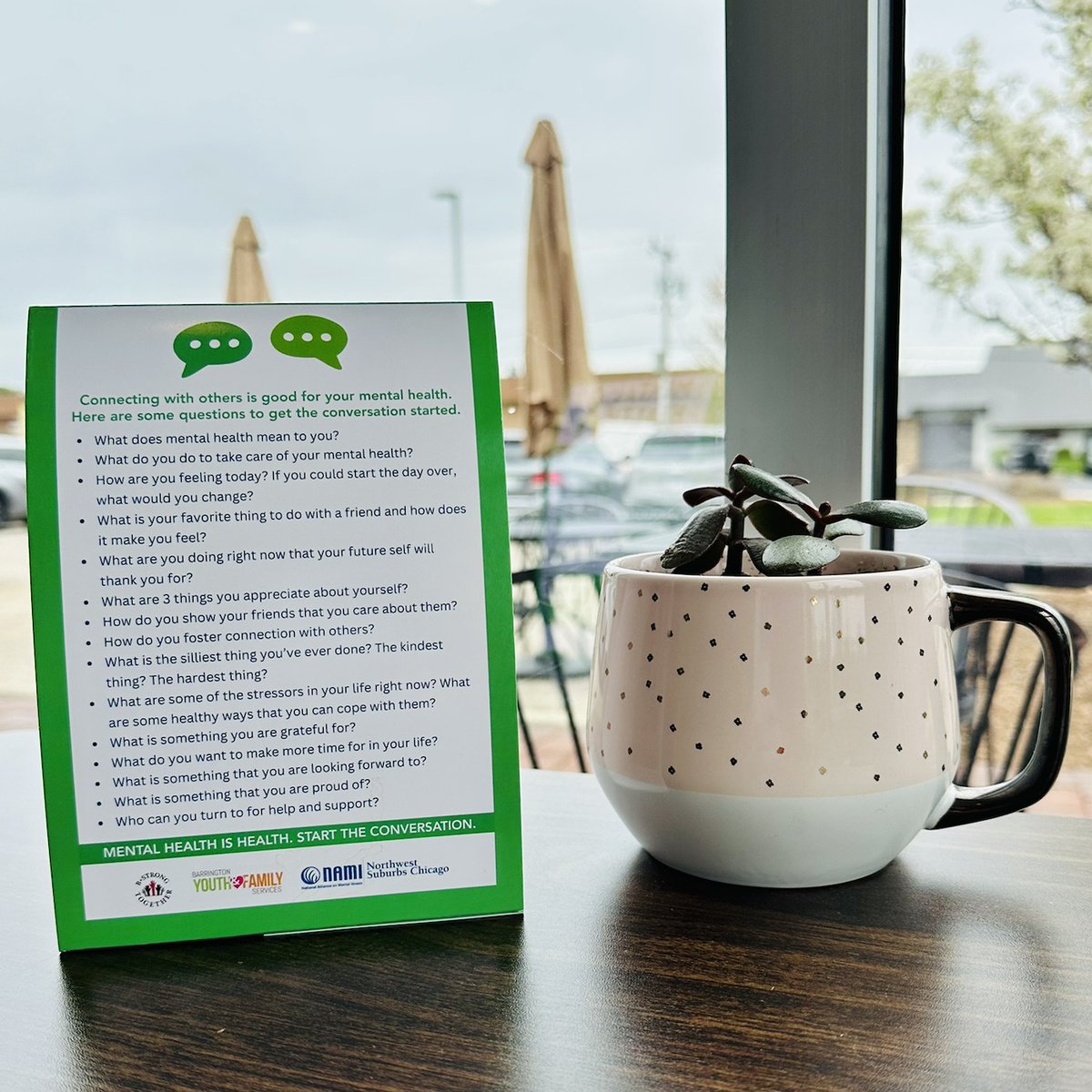 TogetherBstrong's tweet photo. It's Mental Health Awareness Month &amp; we're partnering with @BarringtonBYFS &amp; NAMI WSC to promote mental health conversations.

Keep your eye out for our LET'S TALK - QUESTIONS FOR CONNECTION signs around Barrington &amp; start a conversation - you never know where it might lead. https://t.co/DJOw1OoDt6