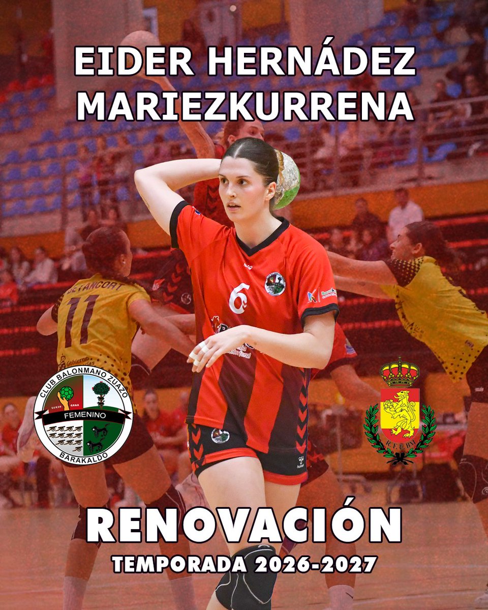 CbmZuazo's tweet photo. ⚠️ RENOVACIÓN ⚠️
🏆 Temporada 2026-2027
🎙 La lateral navarra Eider Hernández @eiderhm continuará con las #GuerrerasZuazotarras 🔴⚫️ 2da temporada para seguir aportando su fortaleza y gran lanzamiento y consolidar su capacidad goleadora! 👏 👏👏
📸 @andoni_gonzalez
#ZuazoGara https://t.co/uaGhqT4v9Y