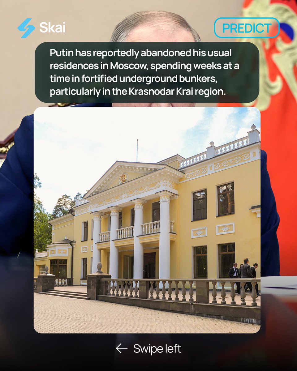 skaipredict's tweet photo. Reports are surfacing that Vladimir Putin has drastically intensified his personal security following a series of alarming assassination warnings.

From fortified bunkers to high-tech surveillance, the Russian President is reportedly taking no chances.

#Putin #Russia #Kremlin https://t.co/rjzJEeU1nx