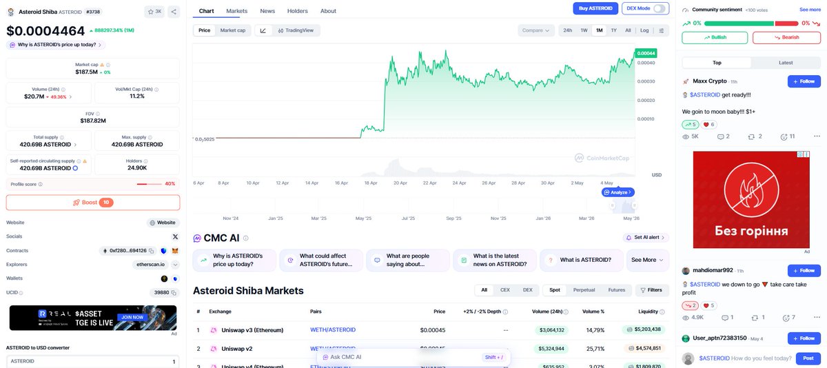 Guys, it’s been so long… I bought #AsteroidShiba, already turned it into 6x, hadn’t degenned for almost 2 years… and then #ElonMusk just changed my life.